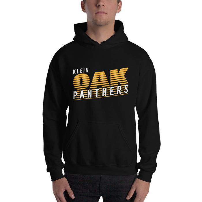 Man wearing a Klein Oak High School Panthers Black Classic Unisex Hoodie 32