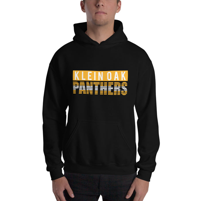 Man wearing a Klein Oak High School Panthers Black Classic Unisex Hoodie 35