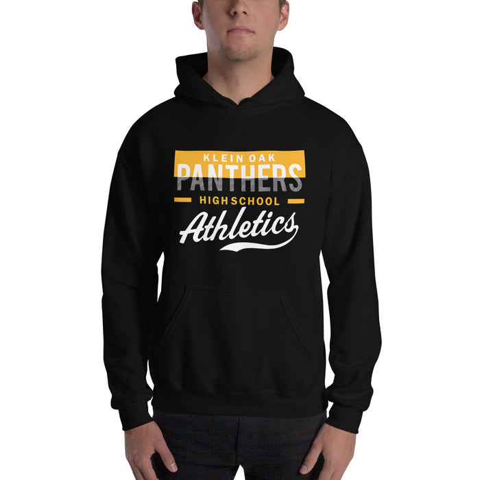 Man wearing a Klein Oak High School Panthers Black Classic Unisex Hoodie 48