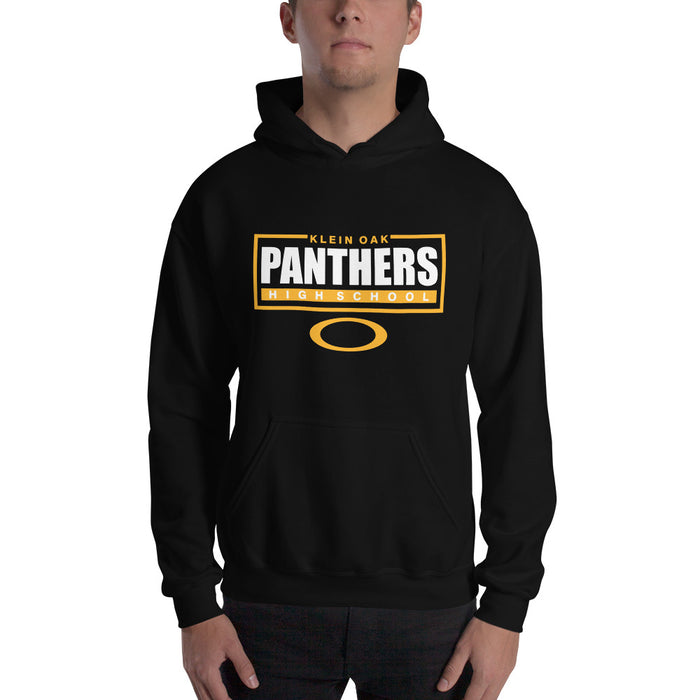 Man wearing a Klein Oak High School Panthers Black Classic Unisex Hoodie 49