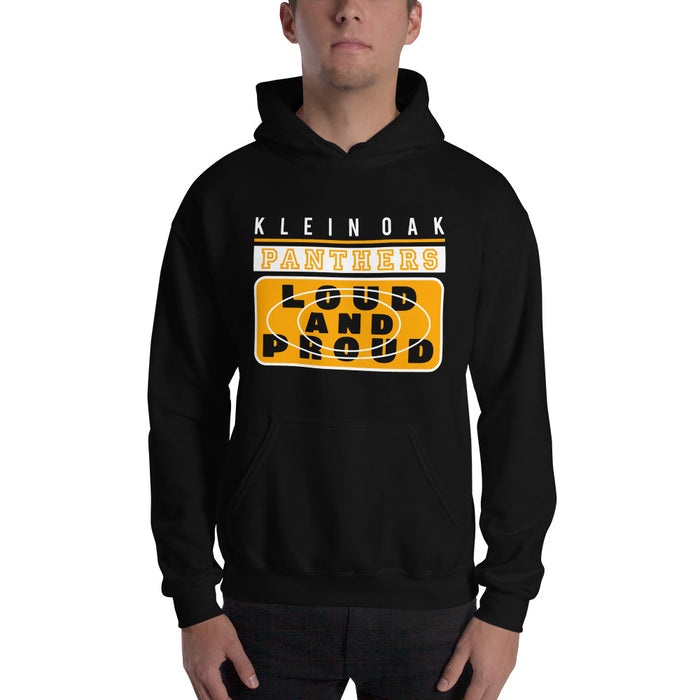 Man wearing a Klein Oak High School Panthers Black Classic Unisex Hoodie 86