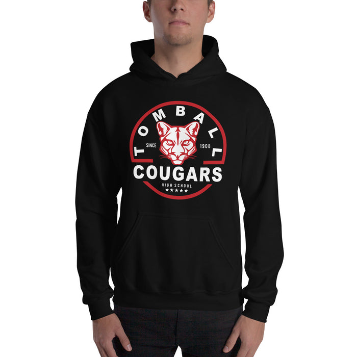 Man wearing a Tomball High School Cougars Black Classic Unisex Hoodie 04