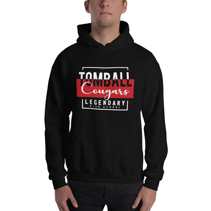 Man wearing a Tomball High School Cougars Black Classic Unisex Hoodie 05