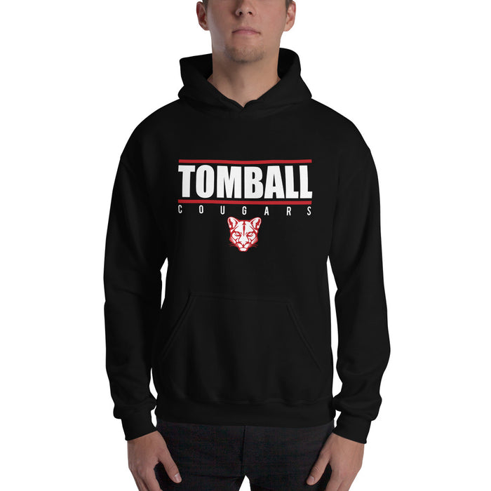 Man wearing a Tomball High School Cougars Black Classic Unisex Hoodie 07