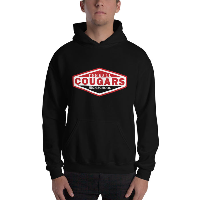 Man wearing a Tomball High School Cougars Black Classic Unisex Hoodie 09