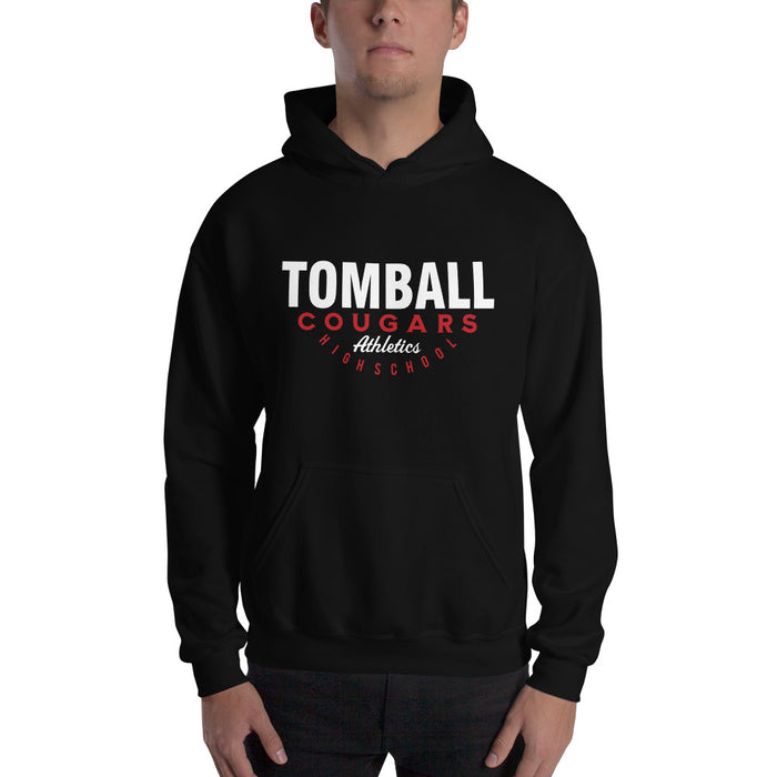 Man wearing a Tomball High School Cougars Black Classic Unisex Hoodie 12