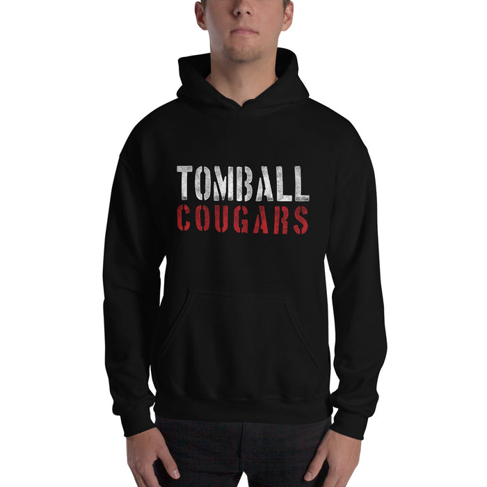 Man wearing a Tomball High School Cougars Black Classic Unisex Hoodie 17