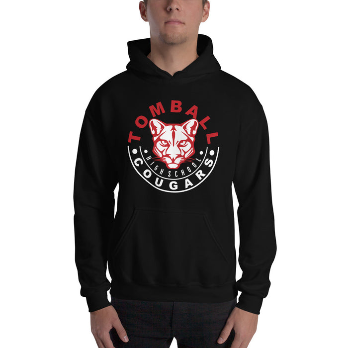 Man wearing a Tomball High School Cougars Black Classic Unisex Hoodie 19