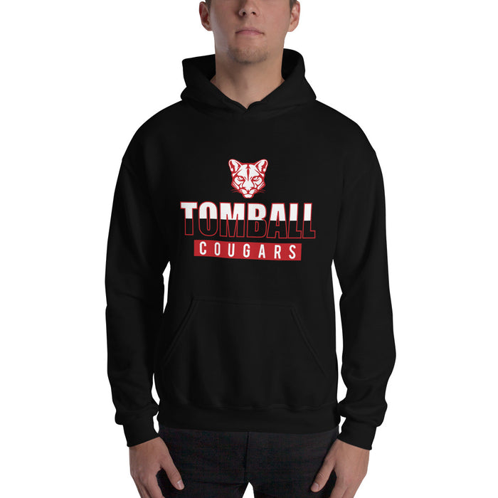 Man wearing a Tomball High School Cougars Black Classic Unisex Hoodie 23