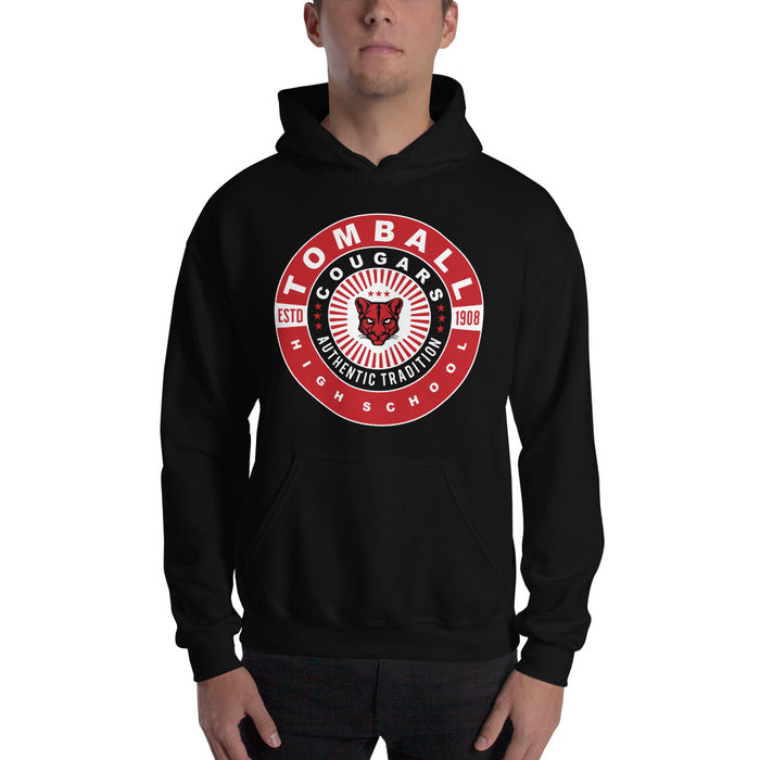 Man wearing a Tomball High School Cougars Black Classic Unisex Hoodie 30