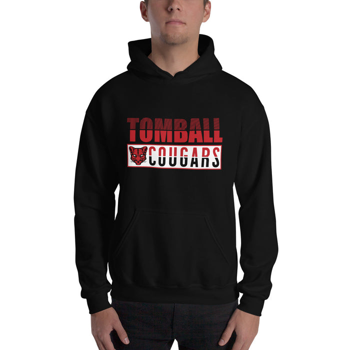 Man wearing a Tomball High School Cougars Black Classic Unisex Hoodie 31