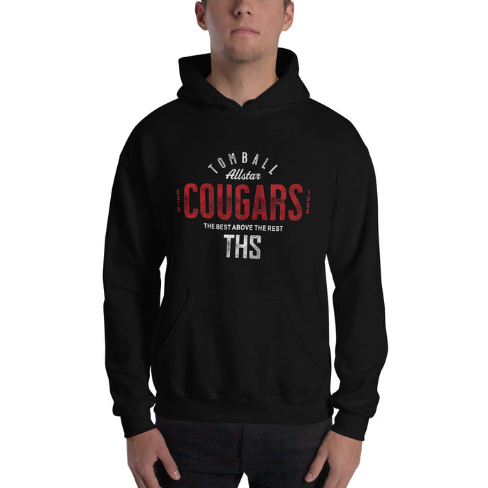 Man wearing a Tomball High School Cougars Black Classic Unisex Hoodie 40