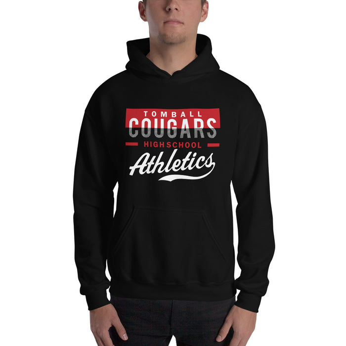 Man wearing a Tomball High School Cougars Black Classic Unisex Hoodie 48