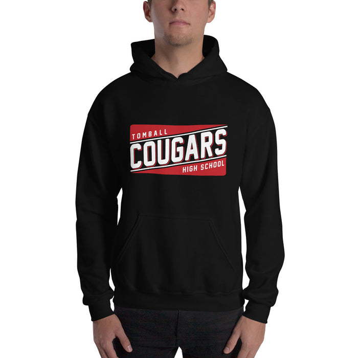 Man wearing a Tomball High School Cougars Black Classic Unisex Hoodie 84