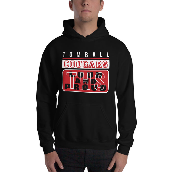 Man wearing a Tomball High School Cougars Black Classic Unisex Hoodie 86