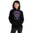 Woman wearing a Morton Ranch High School Mavericks Black Classic Unisex Hoodie 201