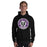 Man wearing a Morton Ranch High School Mavericks Black Classic Unisex Hoodie 208