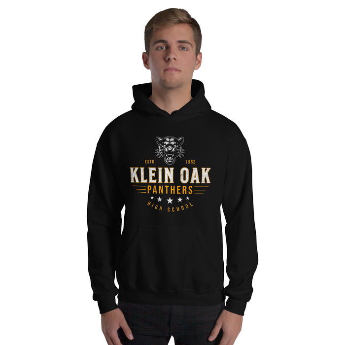 Man wearing a Klein Oak High School Panthers Black Classic Unisex Hoodie 204