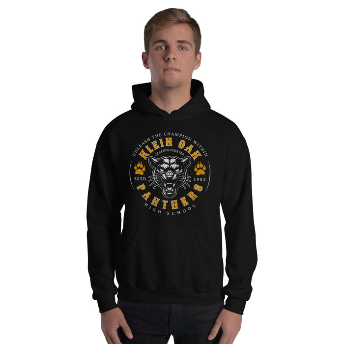 Man wearing a Klein Oak High School Panthers Black Classic Unisex Hoodie 206