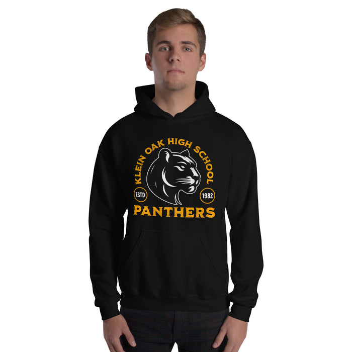 Man wearing a Klein Oak High School Panthers Black Classic Unisex Hoodie 213