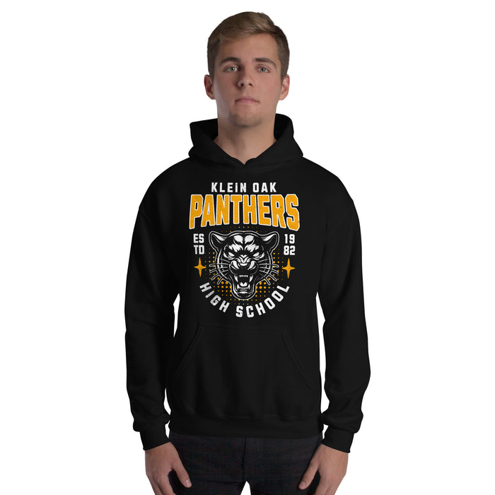 Man wearing a Klein Oak High School Panthers Black Classic Unisex Hoodie 217