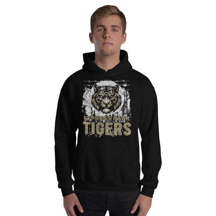 Man wearing Cypress Park High School Tigers Black Classic Unisex Hoodie 202