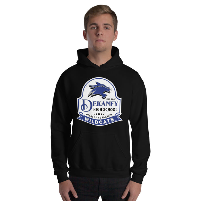 Man wearing Dekaney High School Wildcats Black Classic Unisex Hoodie 219