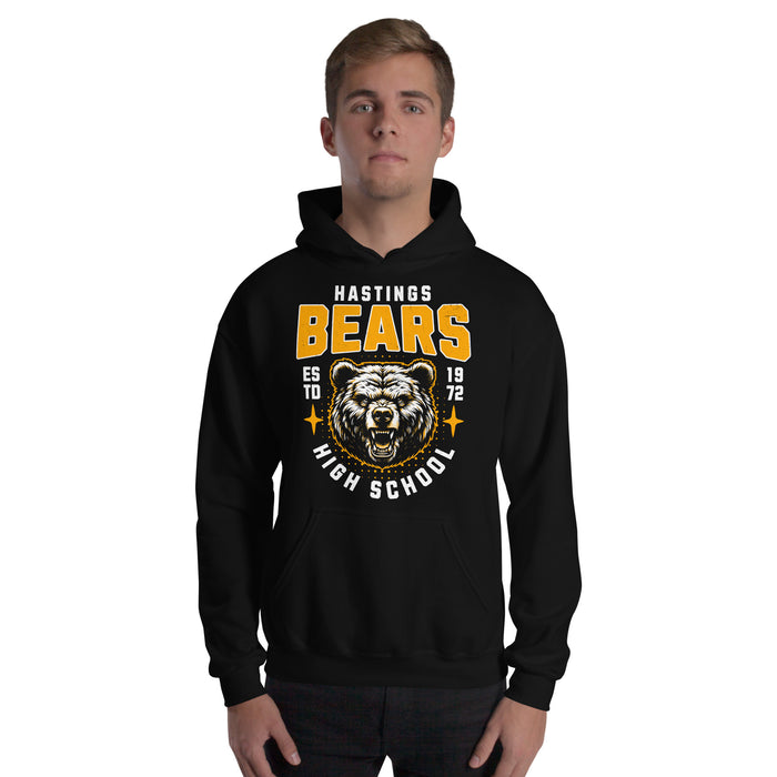 Man wearing Hastings High School Bears Black Classic Unisex Hoodie 204