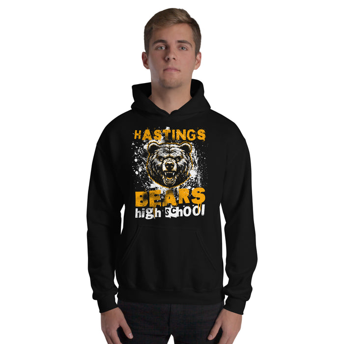 Man wearing Hastings High School Bears Black Classic Unisex Hoodie 205