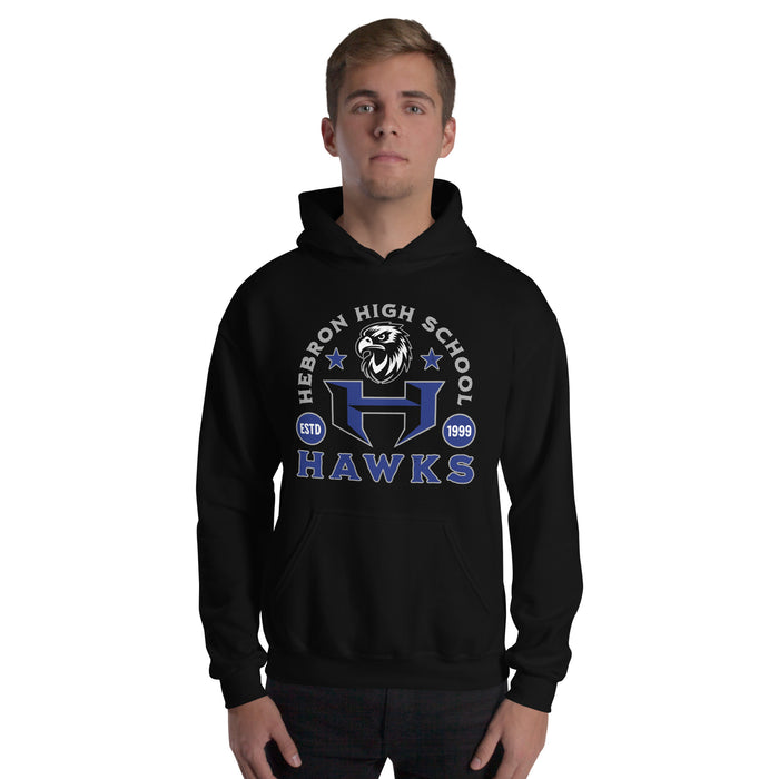 Man wearing Hebron High School Hawks Black Classic Unisex T-shirt 208