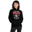 Woman wearing Lake Travis High School Cavaliers Black Classic Unisex Hoodie 204