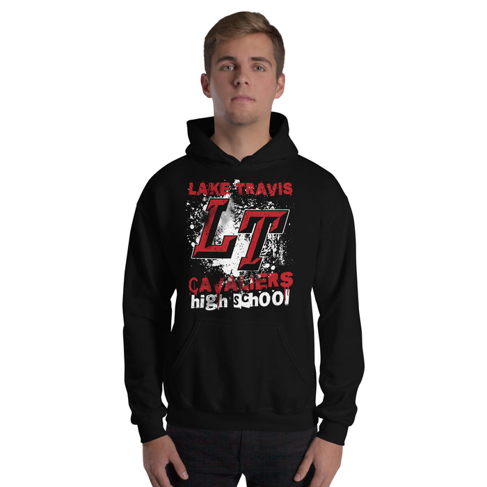 Man wearing Lake Travis High School Cavaliers Black Classic Unisex Hoodie 205