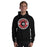 Man wearing Langham Creek High School Lobos Black Classic Unisex Hoodie 203