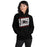 Woman wearing Langham Creek High School Lobos Black Classic Unisex Hoodie 223