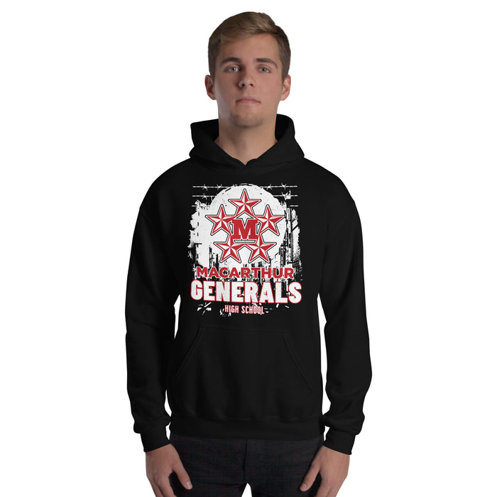 Man wearing MacArthur High School Generals Black Classic Unisex Hoodie 202