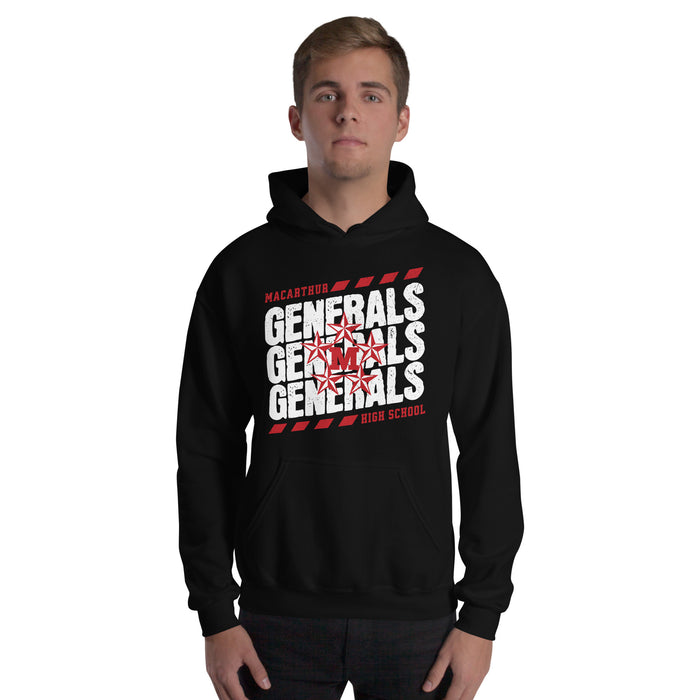 Man wearing MacArthur High School Generals Black Classic Unisex Hoodie 223