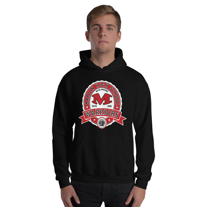 Man wearing Martin High School Warriors Black Classic Unisex Hoodie 212