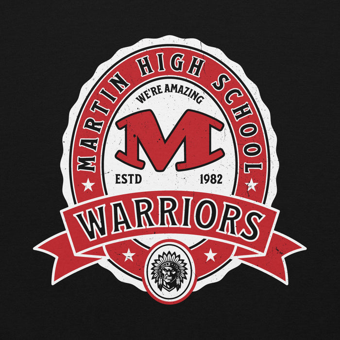 Close-up view of Martin High School Warriors Black Classic Unisex Hoodie 212