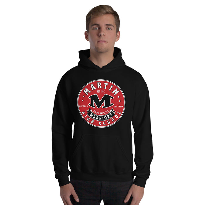 Man wearing Martin High School Warriors Black Classic Unisex Hoodie 215