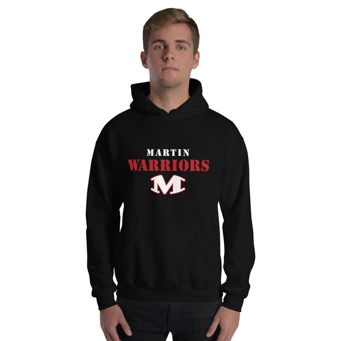 Man wearing Martin High School Warriors Black Classic Unisex Hoodie 222