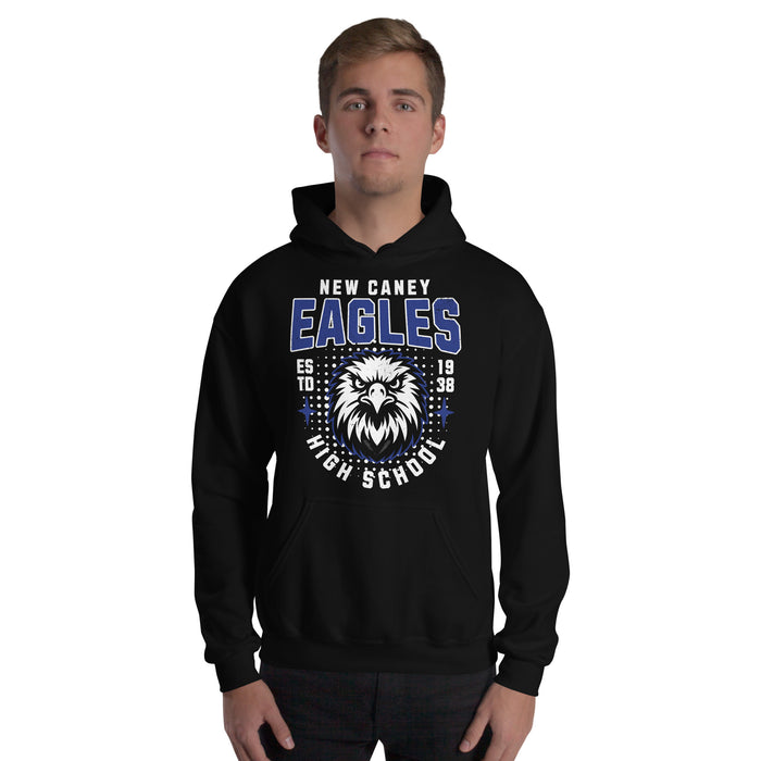 Man wearing New Caney High School Eagles Black Classic Unisex Hoodie 204