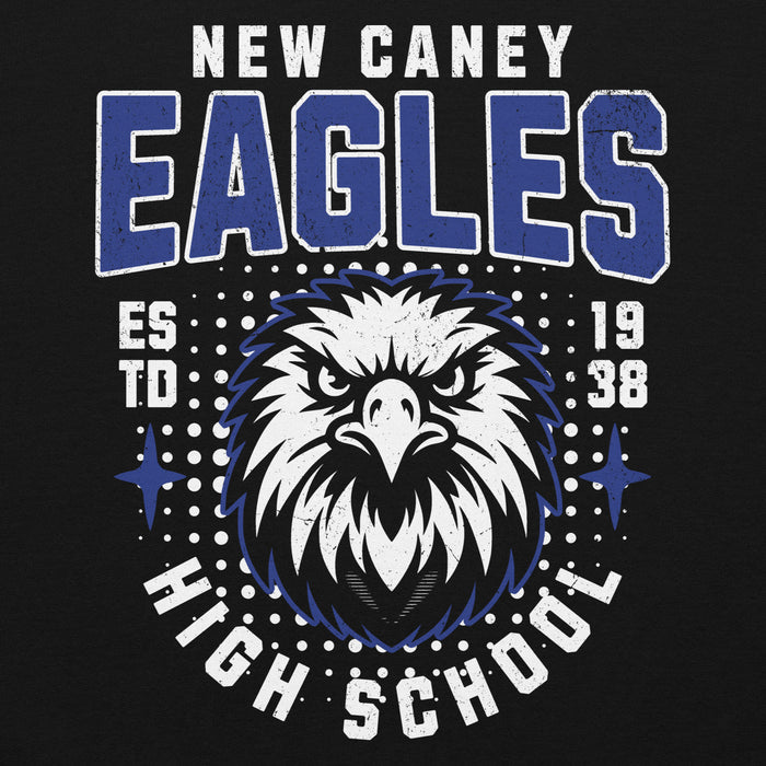 Close-up view of New Caney High School Eagles Black Classic Unisex Hoodie 204