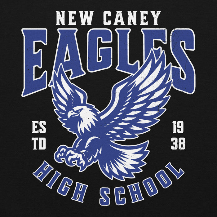 Close-up view of New Caney High School Eagles Black Classic Unisex Hoodie 213