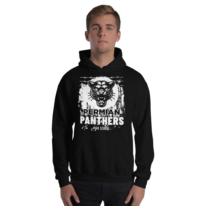 Man wearing Permian High School Panthers Black Premium Unisex T-shirt 205