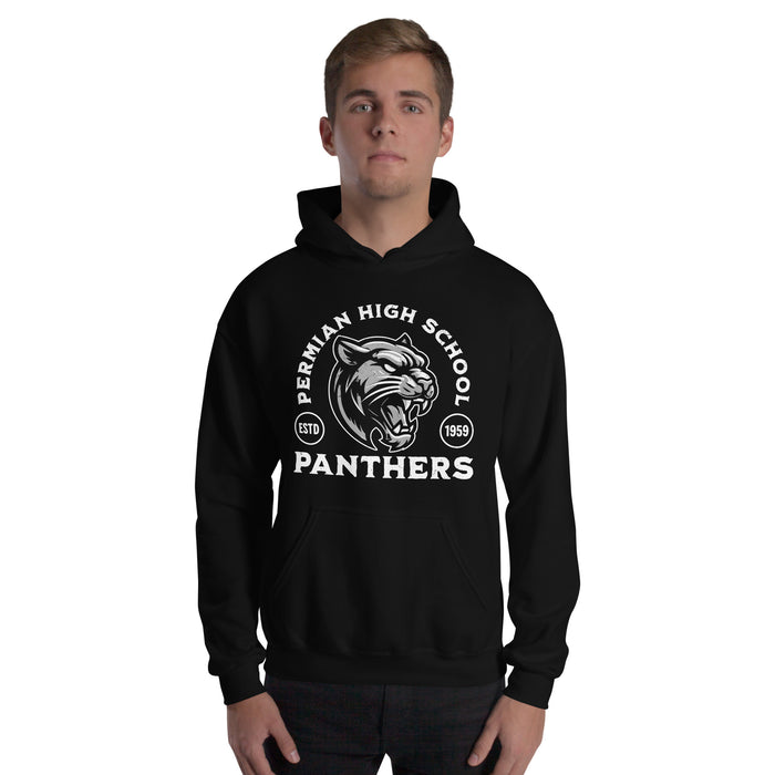 Man wearing Permian High School Panthers Black Premium Unisex T-shirt 208