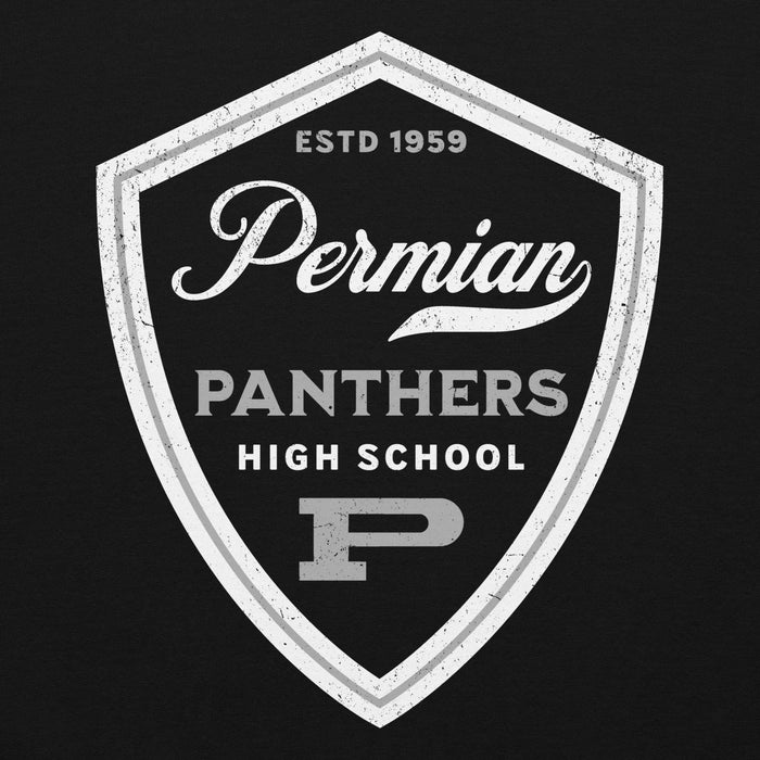 Close-up view of Permian High School Panthers Black Premium Unisex T-shirt 225