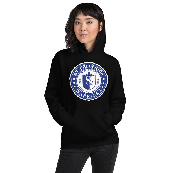 Woman wearing St. Frederick High School Warriors Black Classic Unisex Hoodie 216