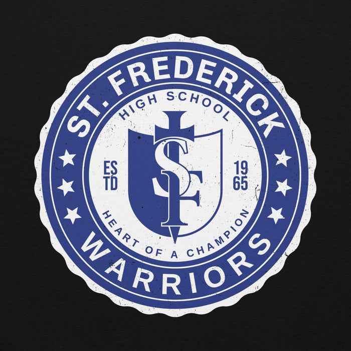 Close-up view of St. Frederick High School Warriors Black Classic Unisex Hoodie 216