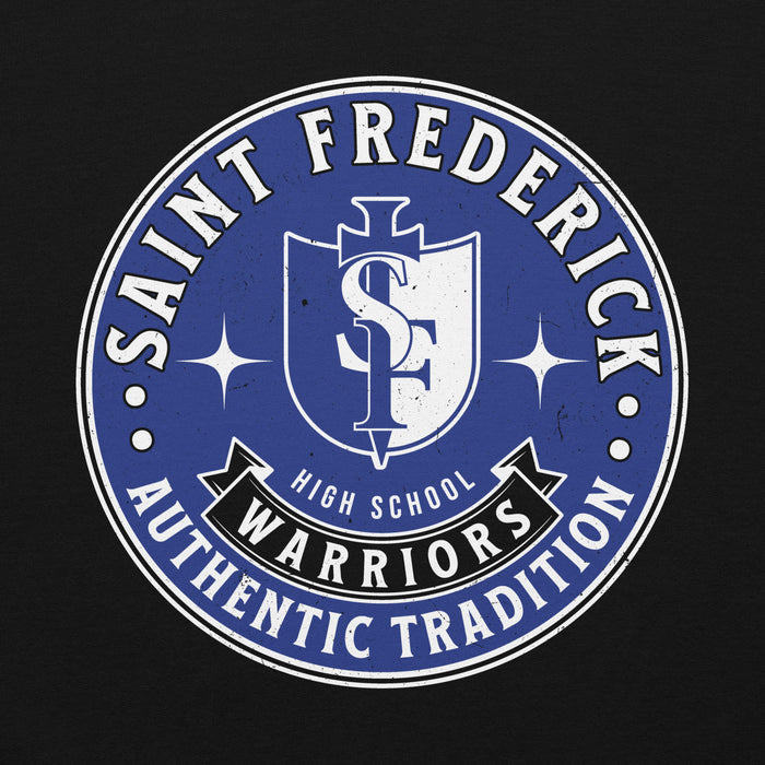 Close-up view of St. Frederick High School Warriors Black Classic Unisex Hoodie 215