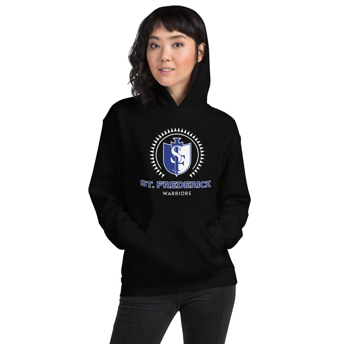 Woman wearing St. Frederick High School Warriors Black Classic Unisex Hoodie 226